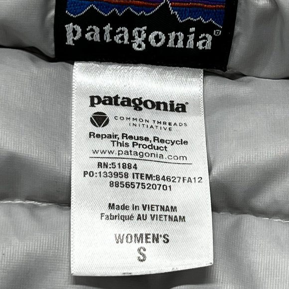 Patagonia Down Sweater Vest Womens Small White Zip 84627 Company Logo - Picture 9 of 11
